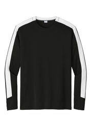Competitor United Long Sleeve Crew | Gym T-Shirt for Men & Women by SPORT-TEK – Large, Black/ White, Model ST100LS