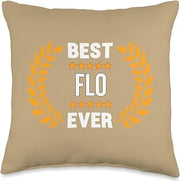 Best Flo Ever with Five Stars Name Flo Throw Pillow