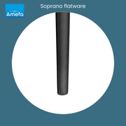 Soprano Flatware Set - Black & Gold by Amefa – 3.35" H x 9.84" L x 4.5" W, Stainless Steel, Black & Gold, Pack of 20, Model 1114DUMBUSC01
