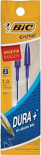 BIC Cristal Stick Ball Pens, Medium Point, Blue, 2-Pack