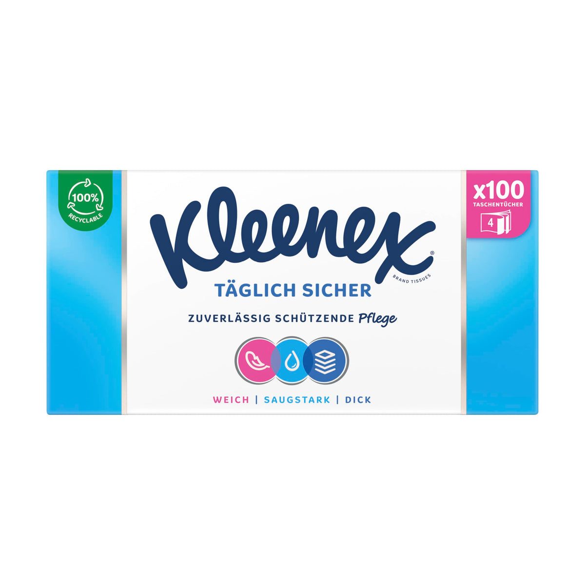 Daily Safe Tissue Box by Kleenex – 100 Count (Pack of 1), Wood Pulp, White, Model 5029053584713