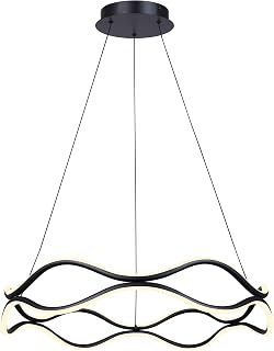 Canarm Castra Modern LED Chandelier, Matte Black Contemporary Ceiling Light Fixture for Dining Room, Kitchen, or Living Room
