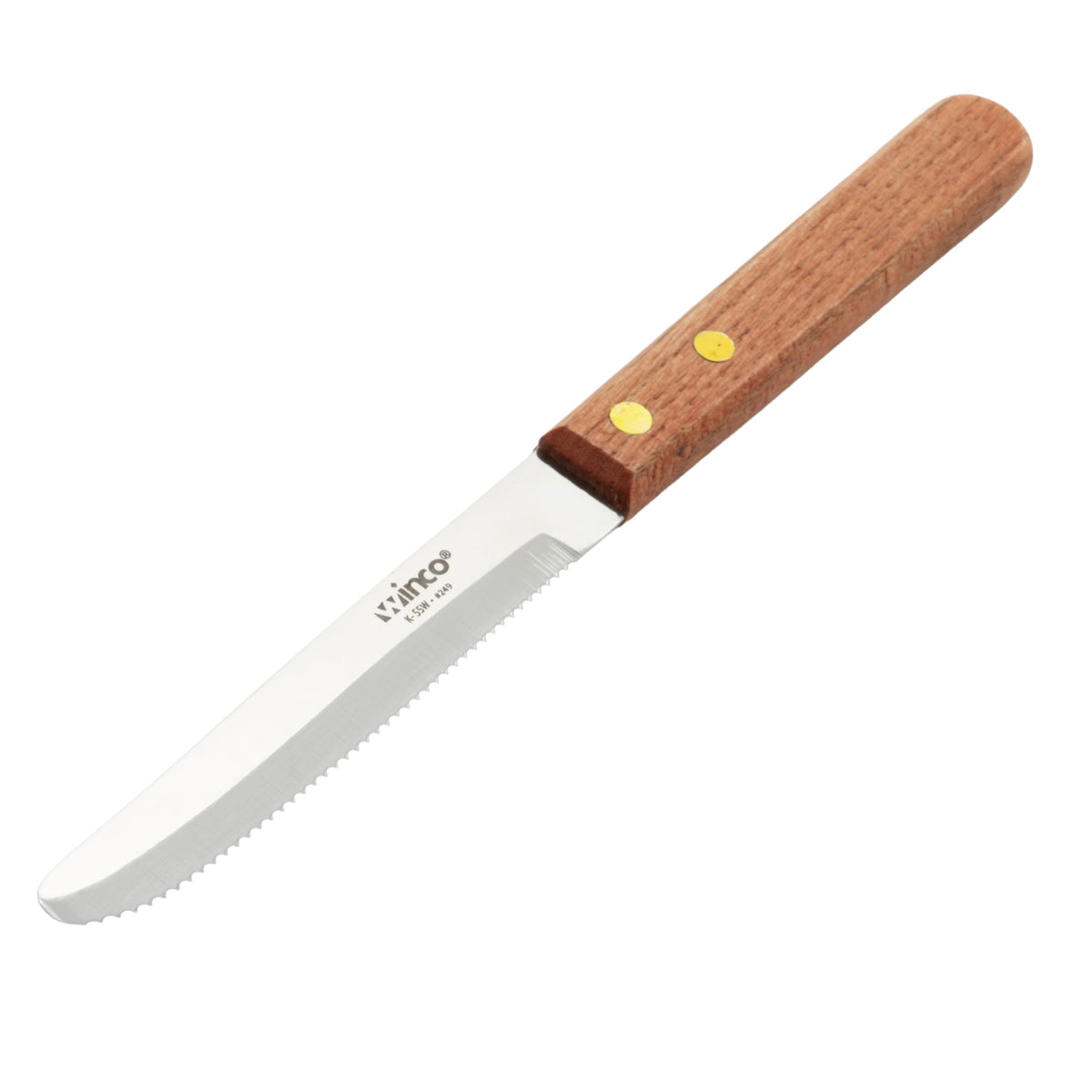Winco 1 / 4.5" / Rounded Wood Steak Knives