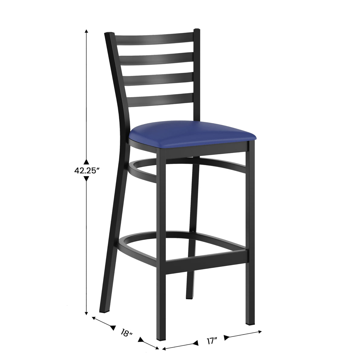 Flash Furniture Blue Vinyl Seat/Black Metal Frame / Set of 1 / Traditional Barstools