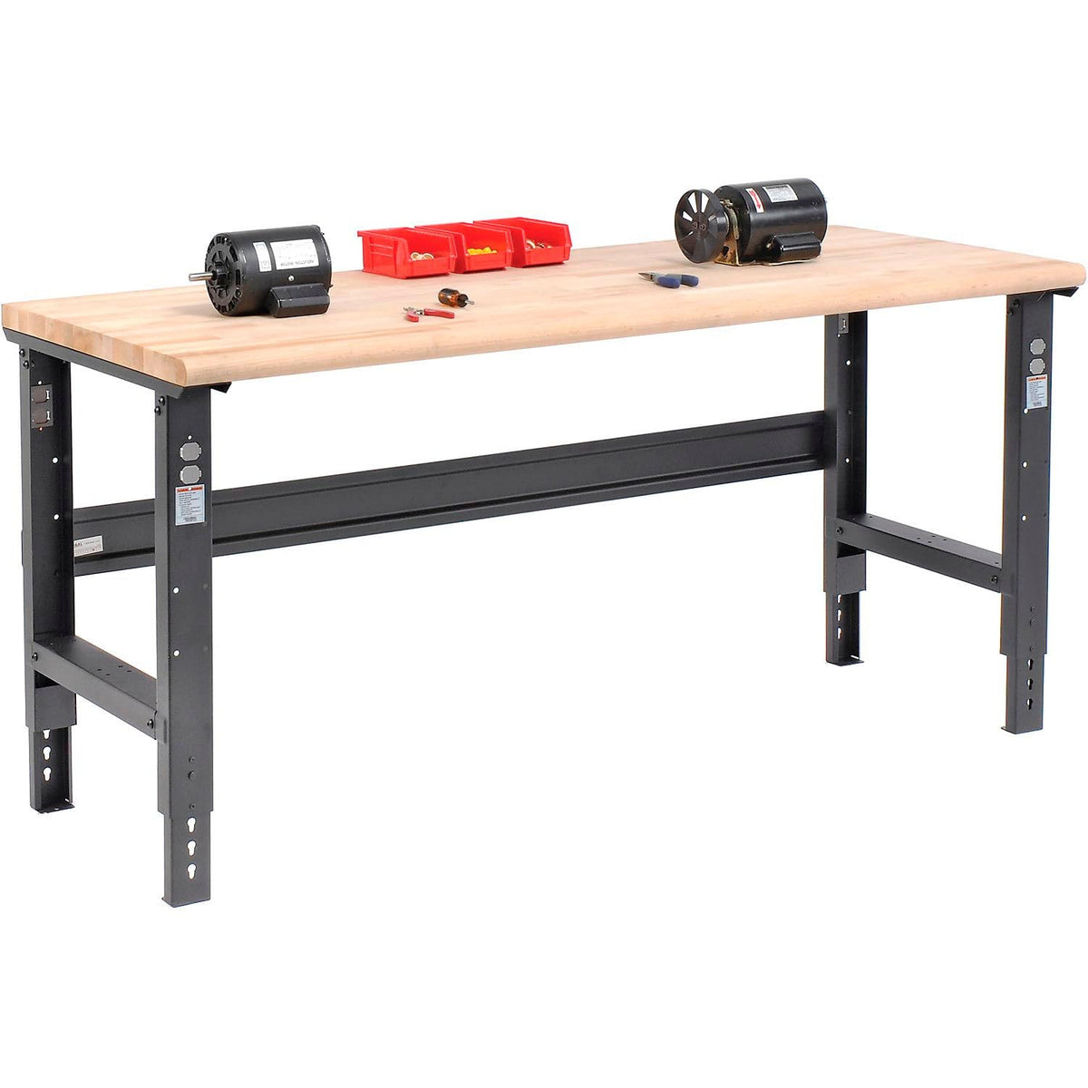 Adjustable Height Workbench C-Channel Leg by Global Industrial – 30"L x 72"W x 3"H, Steel, Black, Model 183988BK