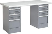 Global Industrial 72" W x 30" D Workbench, 1-5/8" Safety Edge Laminate Top, 3 Drawer/3 Drawer