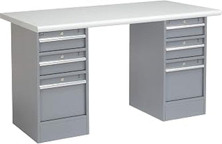 Global Industrial 72" W x 30" D Workbench, 1-5/8" Safety Edge Laminate Top, 3 Drawer/3 Drawer