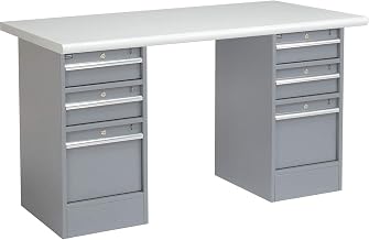 Global Industrial 72" W x 30" D Workbench, 1-5/8" Safety Edge Laminate Top, 3 Drawer/3 Drawer