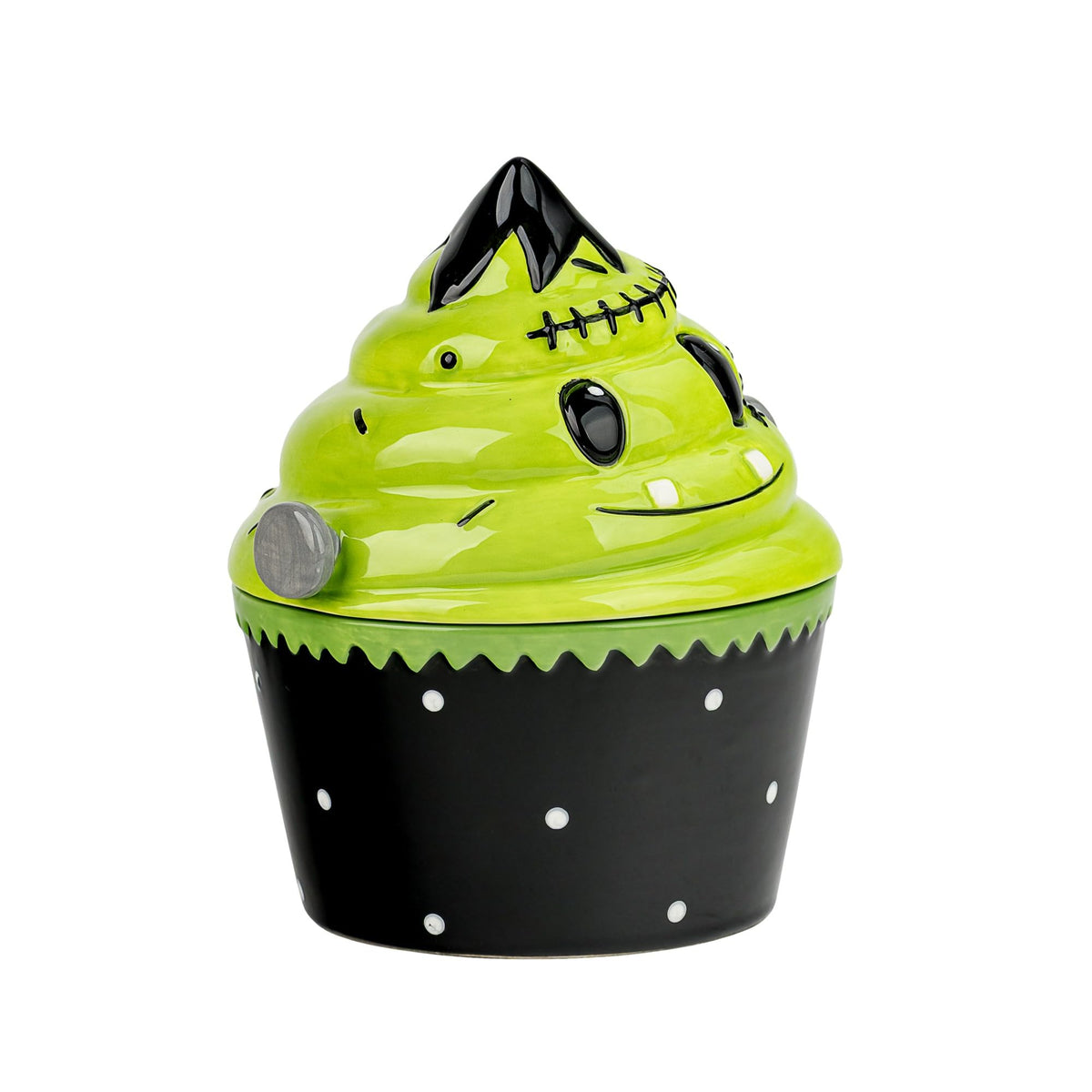 Frankenstein Cupcake Canister by 10 Strawberry Street – Small, 9.0 fluid_ounces, Dolomite, black & green, Model DS-FRC-29-30-003