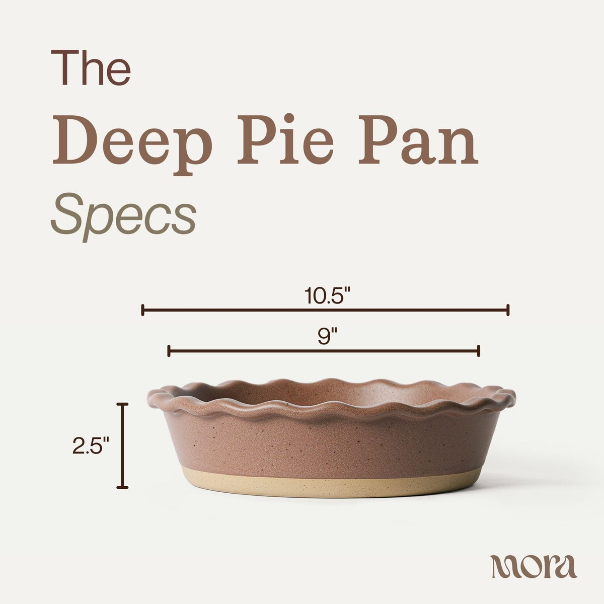 Mora Ceramic Pie Dish, 9 Inch Deep Fluted, Toasted Terracotta