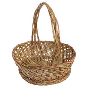 Two-Tone Coco Rib Gift Basket with 13"H Handle -12 1/2"Dia x 4"H by HILLS IMPORTS INC – Red