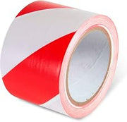 Global Industrial Striped Hazard Warning Tape, 3" W x 108'L, 5 Mil, Red/White, 1 Roll