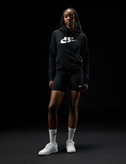 Women's Sportswear Club Fleece Logo Pullover Hoodie by Nike – Large, Cotton Blend, Black/White, Model DQ5775