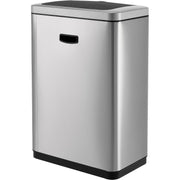 Indoor Rectangular Motion Sensor Trash Can with Plastic by Global Industrial – 12.0 gallons, Stainless Steel, Silver, Model EK9233MT-45L