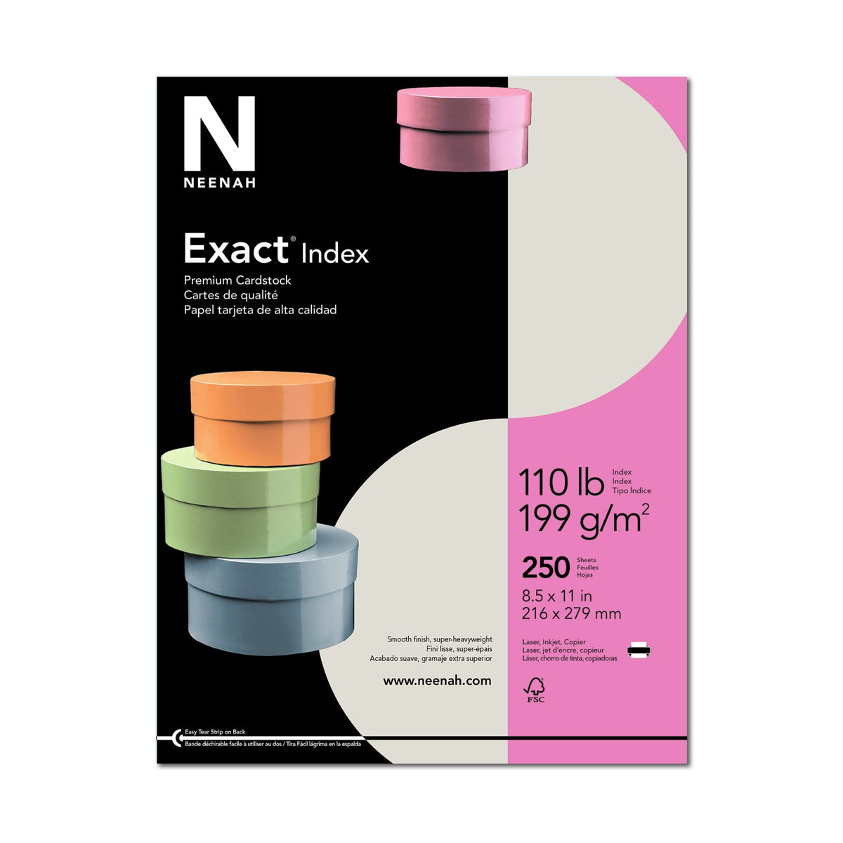 Paper Exact Index Card Stock by Neenah – 8 1/2 x 11, Paper, Gray, Model 49591