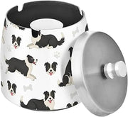 Border Herding Pattern Splash Ashtray with Lid, Outdoor Ashtrays for Patio