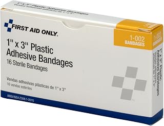 First Aid Only 1-002 Plastic Adhesive Bandage Strip, 3" Length x 1" Width (10 Boxes of 16)