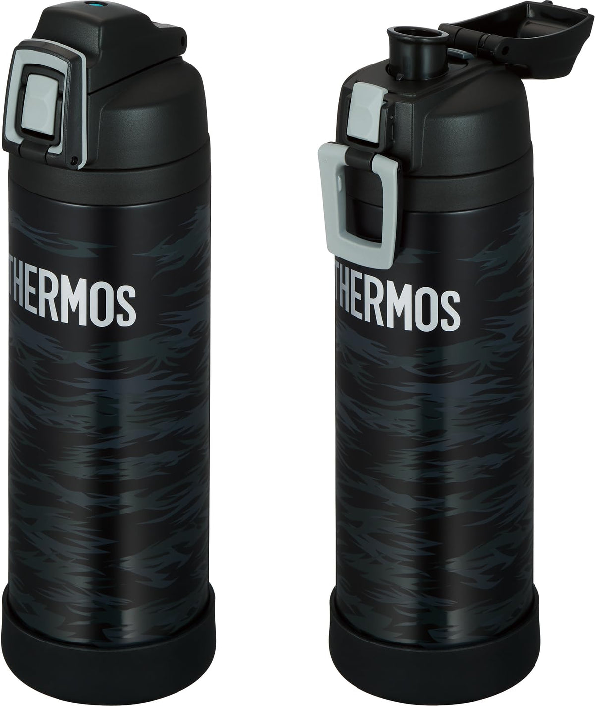 Vacuum Insulated Sports Bottle with Strap 0.3 gal (1 L) Black Gray Cold Only by THERMOS – 33.8 Ounces, 1.0 liters, Stainless Steel, Black Grey, Model FJI-1001 BKGY