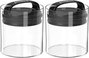 Prepara Evak Fresh Saver, Medium-Short Airless Canister with Black handle, 1.1 Quart, Clear (Pack of 2)