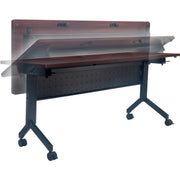 Interion Mobile Flip-Top Training Table with Modesty by Global Industrial – Engineered Wood, Walnut, Model 695125WN