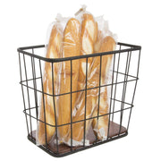 Rectangular Black Iron and Brown Mango Wood Display Basket - 18"L x 12"W x 16"H by HUBERT – Iron, Black, Model MDA-HJ03