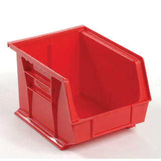 Plastic Storage Bin - Small Parts 8-1/4 x 10-3/4 x by Global Industrial – 10.75"L x 8.25"W x 7"H, Plastic, Red, Pack of 6, Model QUS239RD