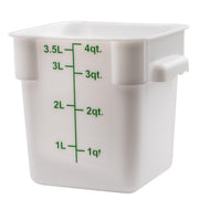 4 qt White Square Plastic Storage Container by Winco – Medium, 4.0 quarts, Plastic, White, Model PESC-4
