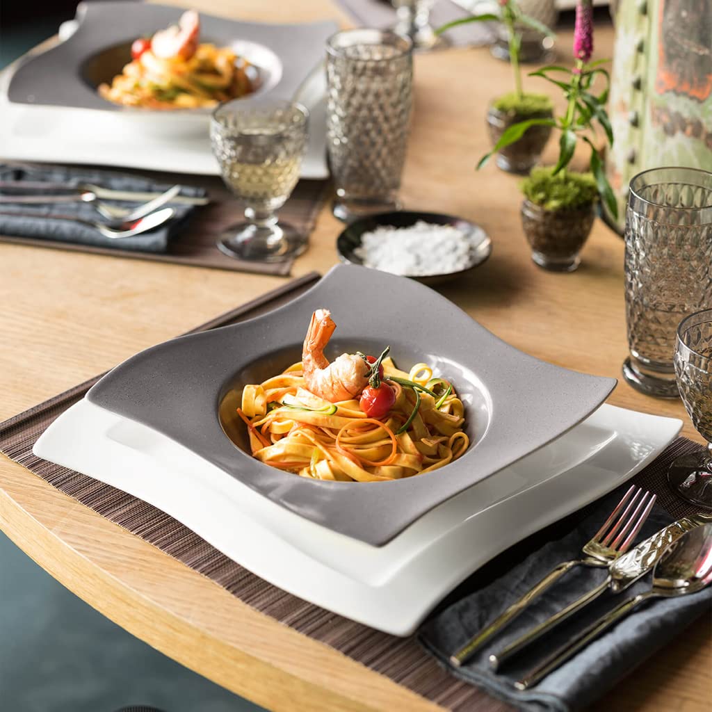 Pasta Plate Set by Villeroy & Boch – Large, Porcelain, Gray, Pack of 4, Model 10-4198-2698