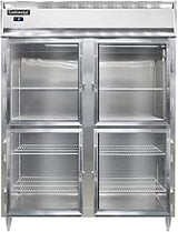 DL2FE-SS-GD-HD Designer Line Extra-Wide Two Section Reach In Glass Door Freezer, 57" W, Full Stainless & Half-Height Doors