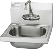 Krowne HS-67 16"W Hand Sink, Wall Mount, 4" OC Electronic Faucet, 4-1/2" Double Bend Spout, Sensor Faucet, 16"W x 15"D x 14"H Overall