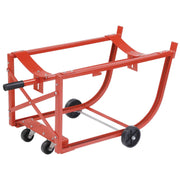 Easy-Steer Drum Cradle with Retractable Handle by Global Industrial – 31.75"L x 19.75"W x 20"H, Steel, Red, Model 233581