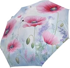 Travel Umbrella Compact, Poppy Vines Automatic Folding Umbrella