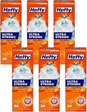Hefty Ultra Strong Tall Kitchen Trash Bags, Citrus Twist, 13 Gallon 20 Count (Pack of 6)