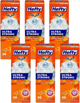 Ultra Strong Tall Kitchen Trash Bags by Hefty – 20 Count (Pack of 6), 13.0 gallons, Plastic, Pack of 6