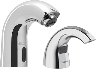 SF-2150 Sensor Activated Faucet, 3362102 & Sloan ESD-2100 Deck-Mounted Foam Soap Dispenser, 3346098-0.5 GPM Battery-Powered Deck-Mounted Low Body, Polished Chrome Finish