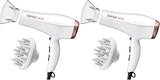 Conair Double Ceramic Hair Dryer with Diffuser | Blow Dryer with Ionic Conditioning | Includes Diffuser and Concentrator | Amazon Exclusive, White (Pack of 2)