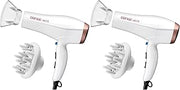 Conair Double Ceramic Hair Dryer with Diffuser | Blow Dryer with Ionic Conditioning | Includes Diffuser and Concentrator | Amazon Exclusive, White (Pack of 2)