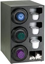 SLR-C-3LBT Countertop Cup Dispensing Cabinet with (3) SLR-2F Built-in Lid and Straw Organizer, Black Polystyrene