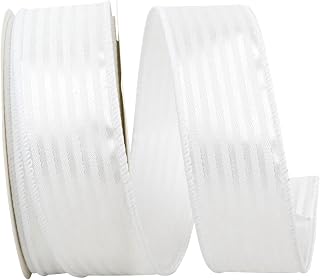 Reliant Ribbon Tux Stripe Cooler Wired Edge Ribbon, White