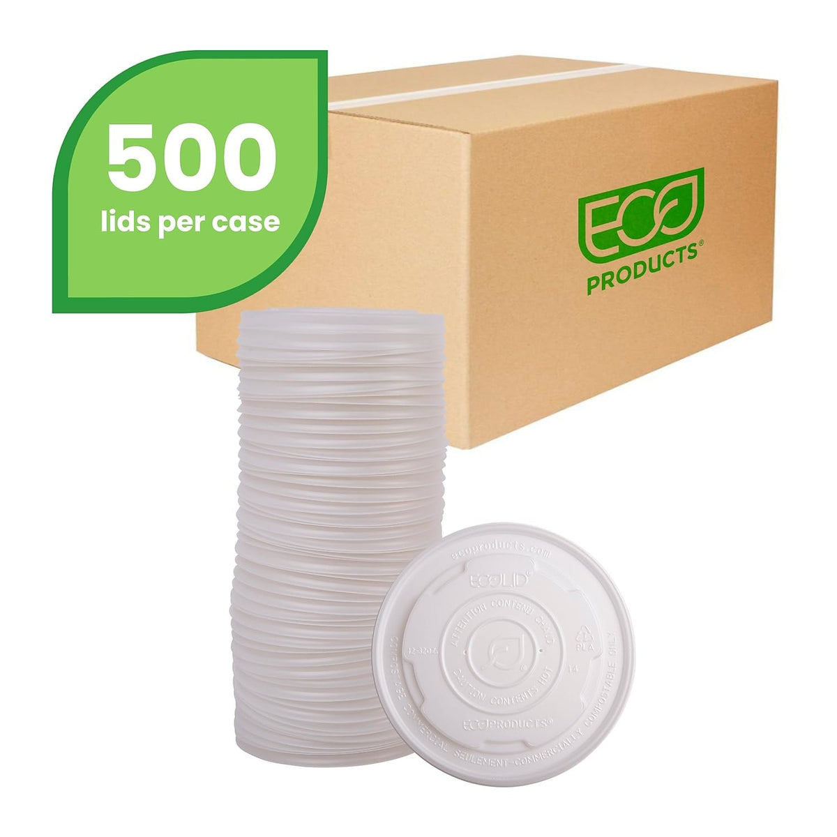 Eco-Products EcoLid Renew & Comp Food Container Lids F/12 16 32oz 50/PK 10 PK/CT by ECO PRODUCTS – 32.0 ounces, Plastic, white, Pack of 500, Model ECOEPECOLIDSPL