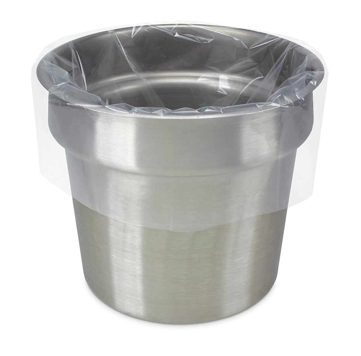 Disposable Pan Liners Fits 6 Qt. or 7 Qt. Steam Table Round Insets by PanSaver – Large, 7.0 quarts, Nylon Resin, Clear, Model 42011