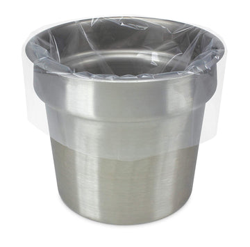 Disposable Pan Liners Fits 6 Qt. or 7 Qt. Steam Table Round Insets by PanSaver – Large, 7.0 quarts, Nylon Resin, Clear, Model 42011
