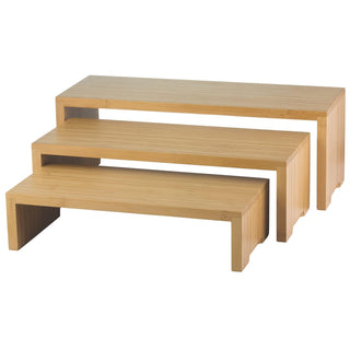 Bamboo 3-Piece Cascade Riser Set by Tablecraft – Bamboo, Beige, Model RBAM300
