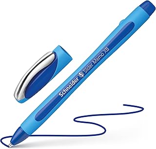 Schneider Slider Memo XB (Extra Broad) Ballpoint Pen, 1.4 mm, Light Blue Barrel, Blue Ink, Blister Pack of 1 Pen (75023)