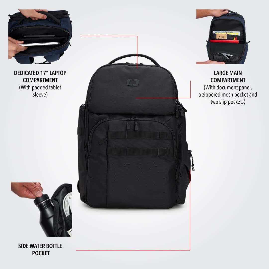 Pace Pro Collection (Backpack (25 Liter) by OGIO – 25, Premium 600D Polyester & 1680D Ballistic Bottom, Black 2021, Model 5921123OG