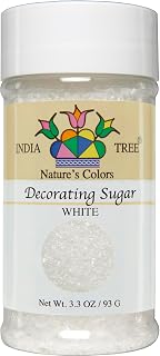 India Tree Nature's Colors White Decorating Sugar, 3.3 oz | Natural, Plant-Based, Non-GMO