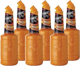 Finest Call Premium Mango Fruit Puree Drink Mix, 1 Liter Bottle, 6 Pack | Refreshing Tropical Flavor | Cocktails & Mocktails, Premium Ingredients, Consistent Quality, Easy Pour Spout
