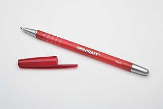 AbilityOne 7520013576842 - Rubberized/Refillable Ballpoint Pen - Medium Point - Red Ink - 12 units