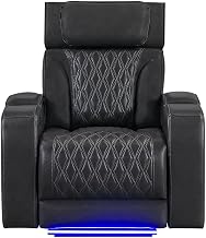 Global Furniture USA U8611 Blanche Charcoal Power Recliner with Power HEADREST and LED