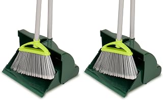 Pine-Sol Broom and Dustpan Set for Home - Both Indoor, Outdoor and Wet or Dry Use – Upright Standing Combo with Adjustable Handle for Comfort (Pack of 2)